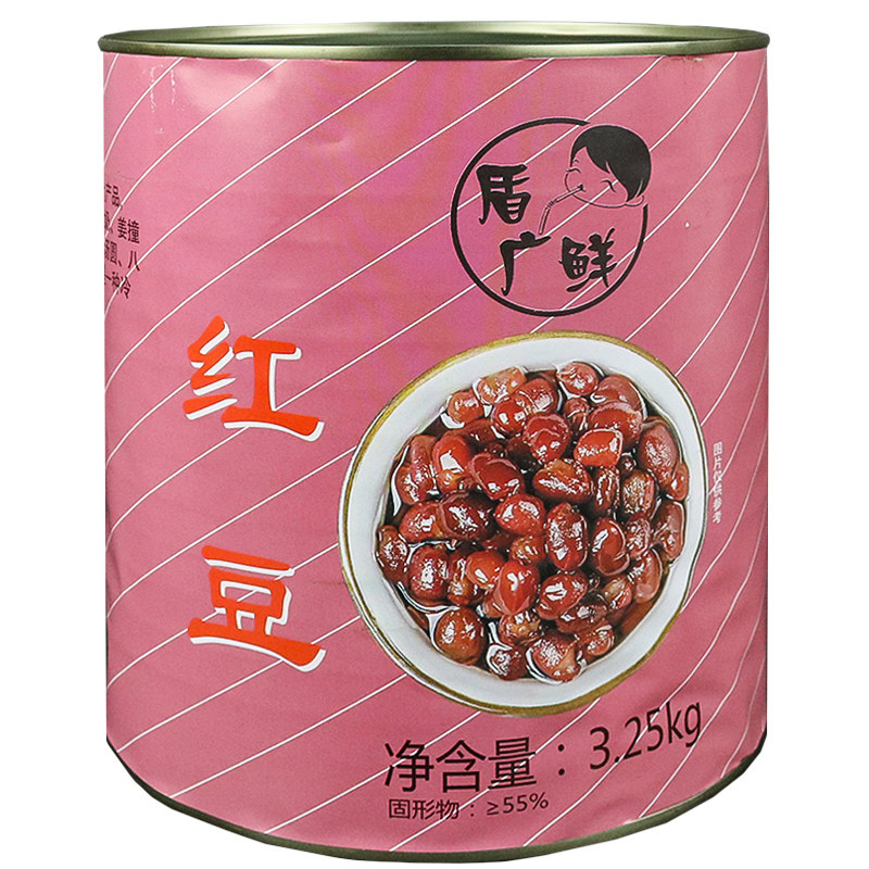 盾广鲜红豆罐头3.2kgX6罐装大罐即食糖水蜜红豆粒甜品奶茶店专用