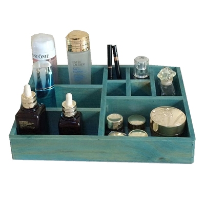 美甲工具格子笔筒木质托盘置物盒