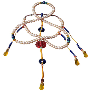 『系石苑原创清宫款珍珠琉璃青金绿松石榴石多宝108佛珠朝珠项链