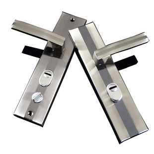 家用型防盗门锁具大门把手黑金拉丝门锁235孔距通用锁芯手柄忠恒