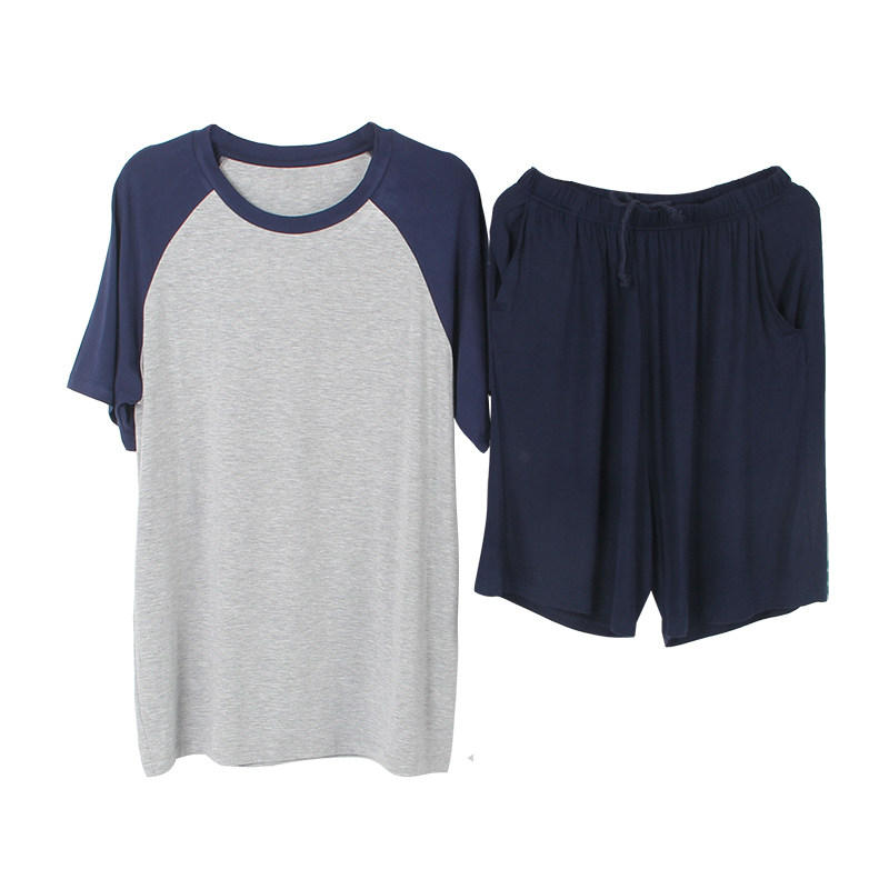 莫代尔男短袖短裤睡衣套装夏季女春夏秋居家服休闲运动宽松家居服