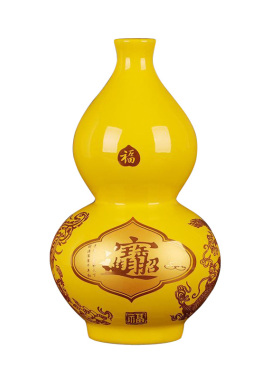 景德镇黄色中式风工艺品小花瓶