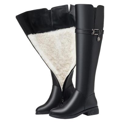 过膝新款显瘦大码高筒羊毛棉靴