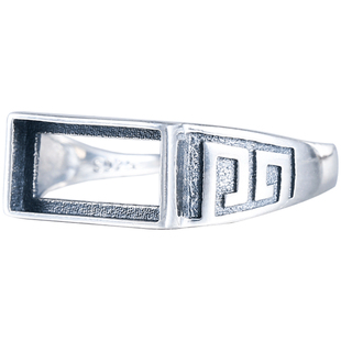 925银方形戒指托 镶嵌绿松石青金石蜜蜡琥珀戒指空托马鞍方托7*12