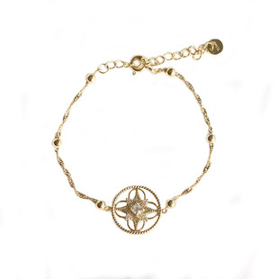 龙心同款日韩闺蜜高颜值手链纯银饰可调节圆牌镂空复古宫廷简约