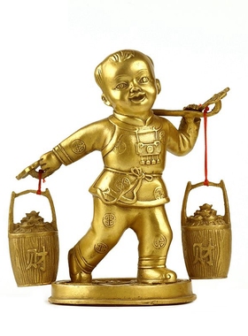 童子工艺品室内纯铜摆件中式