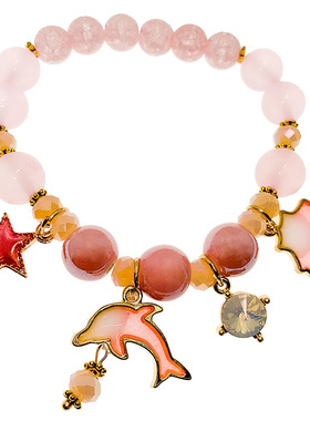 SeaCat女爆花晶贝壳海豚韩版手链