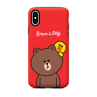 韩国line friends布朗熊双层iPhone xs max手机壳8plus苹果x防摔7可妮兔iPhonexr红色可爱XR情侣7女丘可p卡通