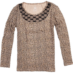 hanes恒适 长袖蕾丝保暖内衣女上衣打底衫大领性感修身MTW102包邮