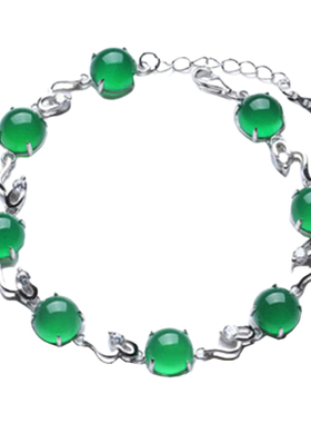 时尚潮流珠宝纯银白金玉髓手链