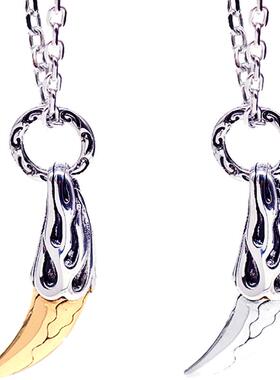 韩版霸气长款狼牙项链男士钛钢