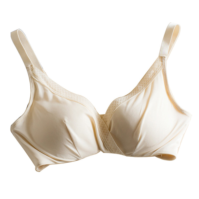 MCMOUCO新款透气性感真丝网格聚拢上薄下厚无钢圈文胸内衣胸罩女