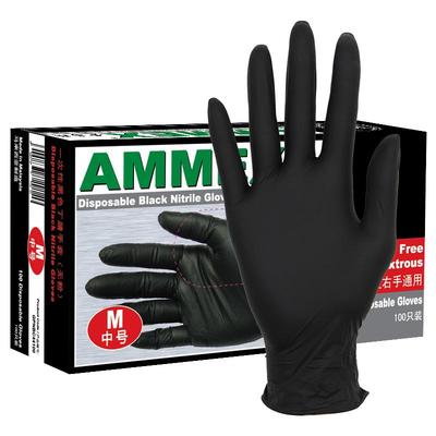 爱马斯丁腈手套一次性黑色食品美容纹身防腐蚀穿刺加厚盒装染发