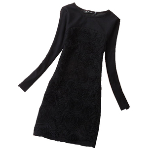 秋冬新款中长款加绒打底衫T恤女修身显瘦加厚包臀网纱衫上衣长袖