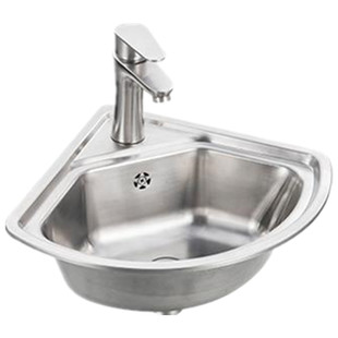 柔美304不锈钢三角盆角位盆 加厚超小水槽墙角面盆卫生间盆洗手盘