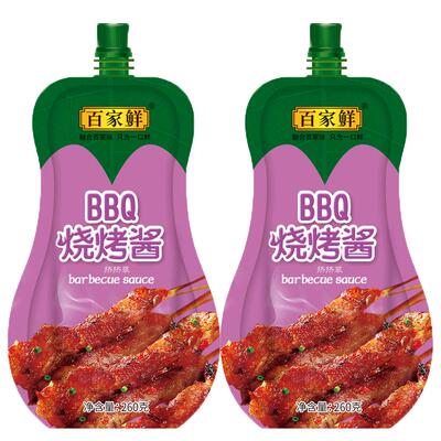 百家鲜BBQ烧烤酱260g*2腌制烤肉鱿鱼炸串专用秘制料酱挤挤装商用