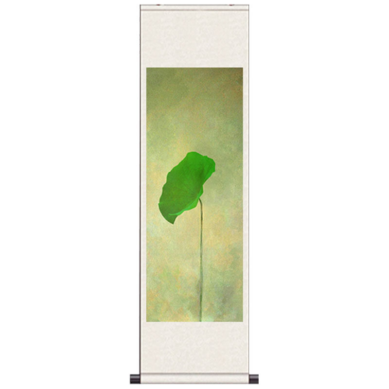 中式卷轴绿意荷花四条屏风水挂画荷花清韵客厅酒店装饰画定制花鸟
