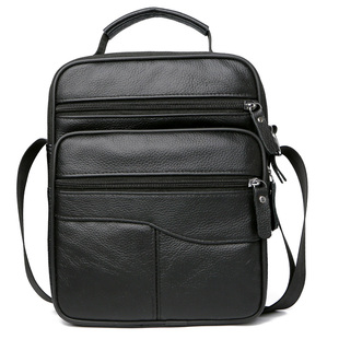 单肩牛皮真皮男包斜跨手提休闲商务旅行背包多层大容量收银收钱包