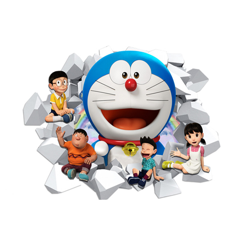 3d立体墙贴儿童房卧室客厅墙壁装饰画机器猫创意动漫海报贴纸贴图