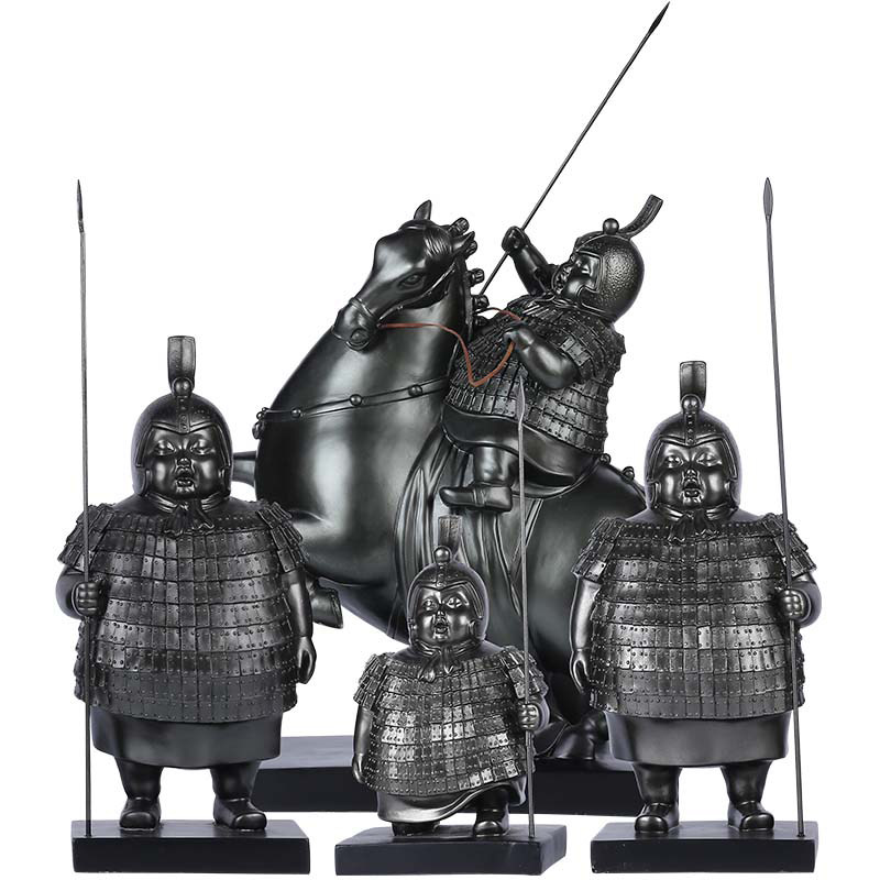 搞笑肥胖兵马佣创意蚊香架士兵公仔摆件 中式电视柜橱窗柜装饰品