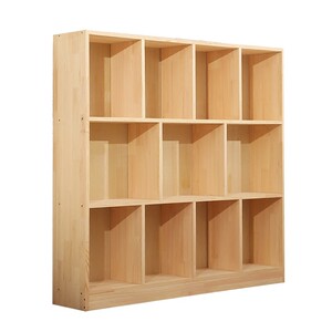 儿童书架实木落地全实木墙面置物架简约家用学生简易松木原木书柜