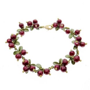 欧美饰品 Vintage森系简约时尚女款烤漆蔓越莓和青金石手链新款