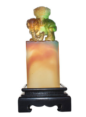 六合春 琉璃印章刻字 太平有象大象闺蜜创意生日礼物商务礼品祝寿