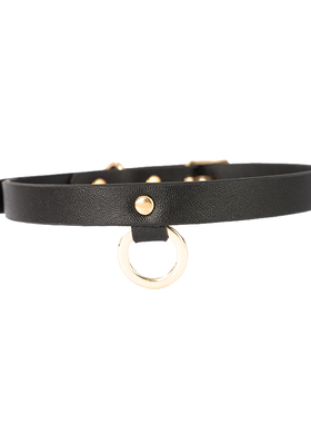 choker棕色圆环牛皮项圈定制刻字