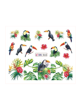 水印玫瑰半透明花朵指甲贴纸