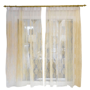 巴比伦客厅豪华欧式窗纱帘绣花欧根纱金色美式刺绣半通透大马士