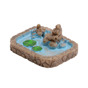 沙盘模型DIY手工配件微景观多肉DIY摆件小水池 水塘古井桥墩 椅子