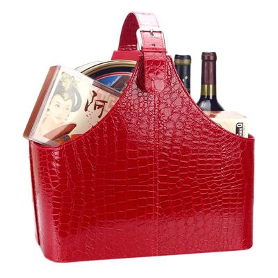 丽然鳄鱼纹皮革节日圣诞收纳篮