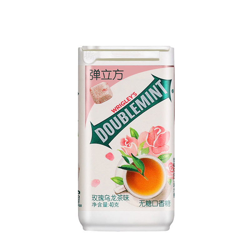 绿箭新品弹立方无糖口香糖40g6瓶玫瑰乌龙茶味柚子茉莉味零食包邮