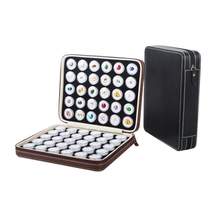 裸石钻盒子样品展示收纳盒透明圆盒旋转戒面文玩珠子宝石拉链皮箱