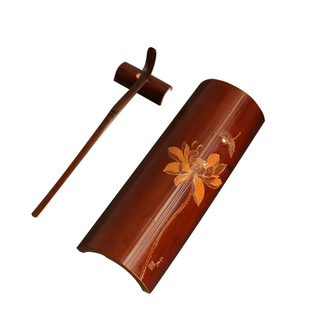 真宗广西百年烟熏手雕老煤竹茶则三件套竹雕文玩茶道具竹茶具茶拨