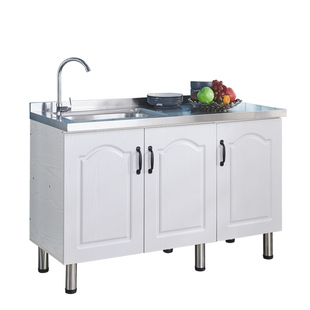 简易橱柜灶台柜水槽柜不锈钢台面储物柜子碗柜家用厨房组装经济型