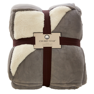 超厚法兰绒纯色毛毯双层加厚被子 珊瑚绒毯子出口羊羔绒冬季盖毯