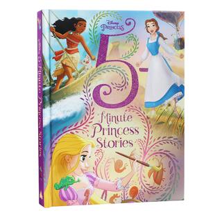 迪士尼5分公主钟故事 12个短篇合集 英文原版Disney Junior 5 Minute Princess Stories白雪公主睡前故事书 经典童话