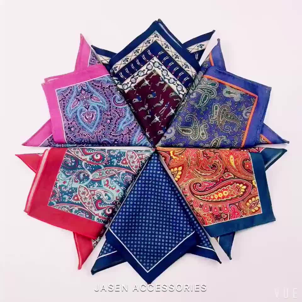 Round Pocket Squares With Different Col Edged Pure Plain Hanky For Men