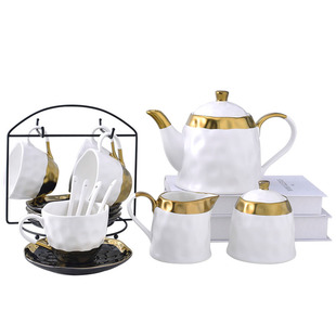 北欧手捏创意陶瓷咖啡杯套装简约英式下午茶红茶杯具茶壶茶具欧式