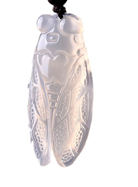 知了吊坠玛瑙一鸣惊人白玉蝉挂件