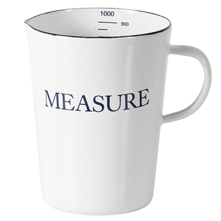日式搪瓷量杯带刻度1000ml马克杯水杯有漏嘴烘焙冲泡奶泡杯咖啡杯