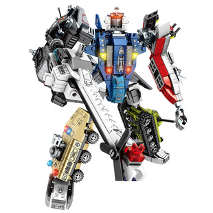 森宝积变合体变形系列赛车消防工程警车战舰恐龙拼装积木