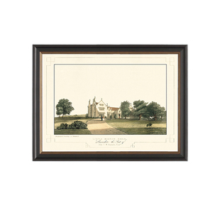hh书房挂画简美卧室床头挂画风景兰开夏郡城堡美式乡村客厅装饰画