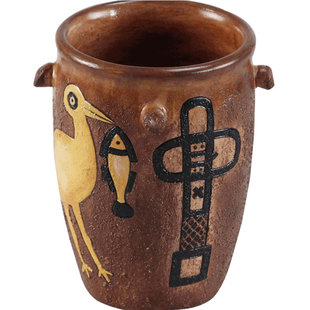 鹳鱼石斧仰韶文化彩陶创意陶瓷仿古收纳桶桌面收纳盒文创礼品笔筒