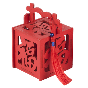 中国风木质糖盒中式新年乔迁五福字个性创意木质糖果盒喜糖盒子