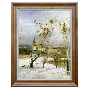 乡村风景萨普拉索夫俄罗斯油画春天白嘴鸦归来世界名画装饰画定制