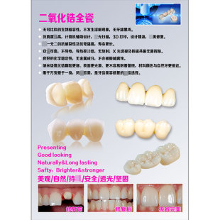 牙科知识口腔修复牙齿解剖图海报诊所宣传画二氧化锆全瓷牙装饰画