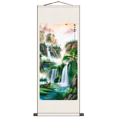 风水画中式八方聚财办公室卷轴