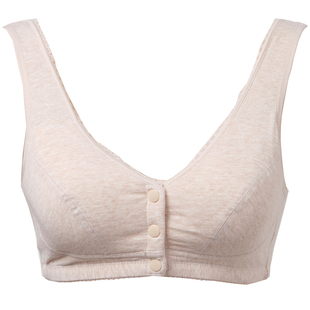 前扣妈妈内衣文胸女中老年人背心式纯棉无钢圈大码胸罩聚拢薄款夏